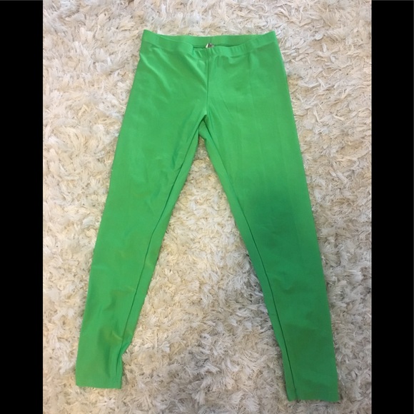 📀 NEON GREEN SHINY DISCO LEGGINGS 📀 - Picture 4 of 7